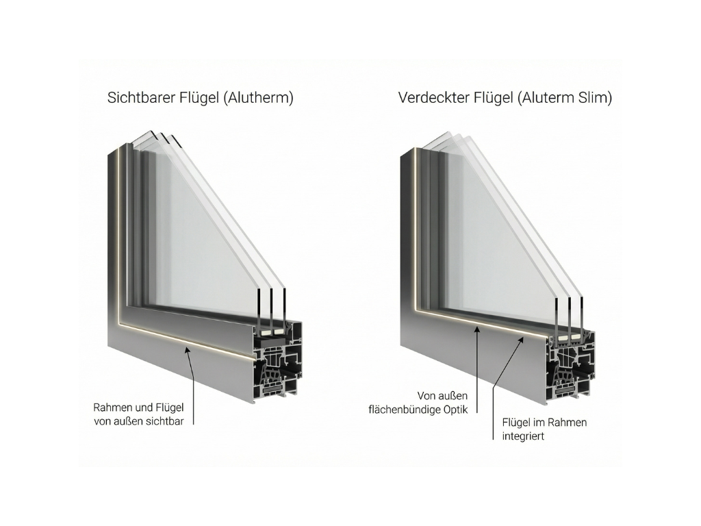 Weißes Haus mit Aluminiumfenstern 