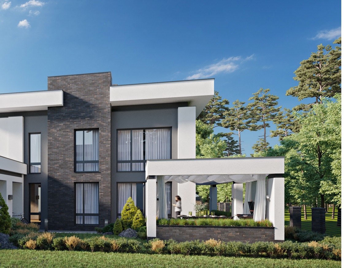 Einfamilienhaus mit moderne Balkontüren aus Aluminium