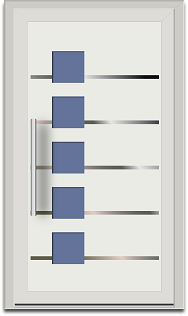 Weiße Eingangstür mit Einsatzpanel